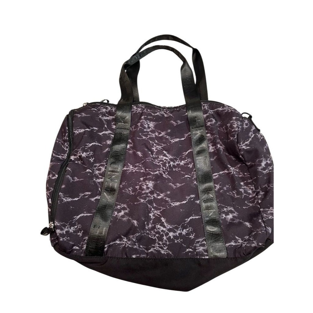 Kendall + Kylie Women Black Marble Tote Bag weekender overnight carryon athletic